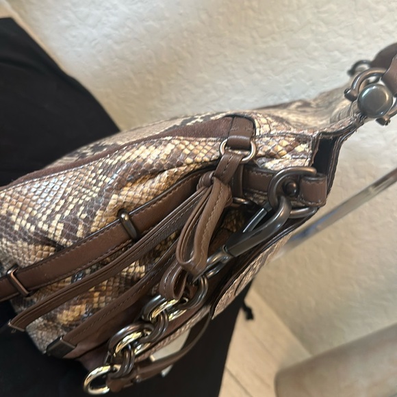 Coach Chelsea Flap Embossed Python Rich Chocolate Brown leather & Suede 18215 - Picture 4 of 15